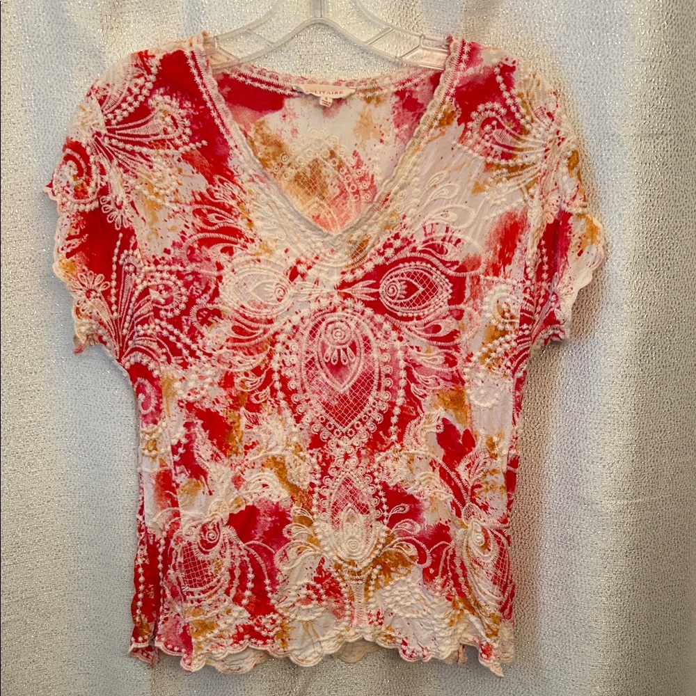 Solitaire Red and Gold Paisley Embroidered Blouse